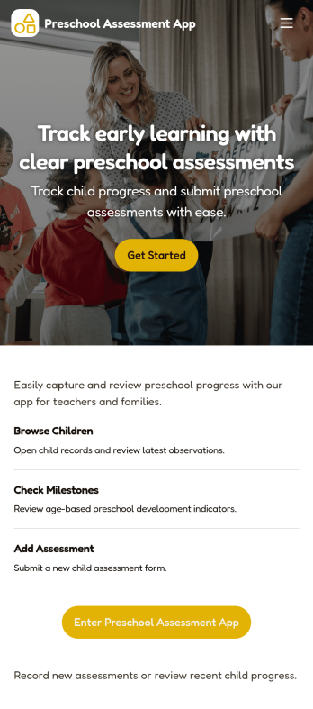 Preschool Assessment App Template