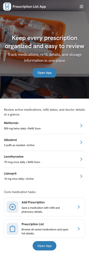 Prescription List App Template
