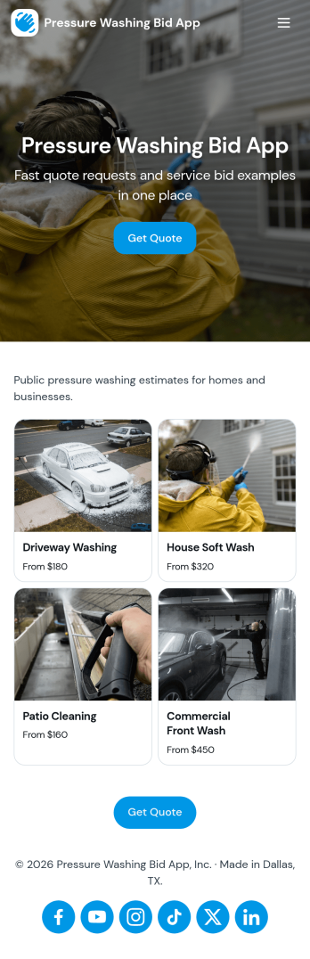 Pressure Washing Bid App Template