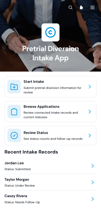 Pretrial Diversion Intake App Template