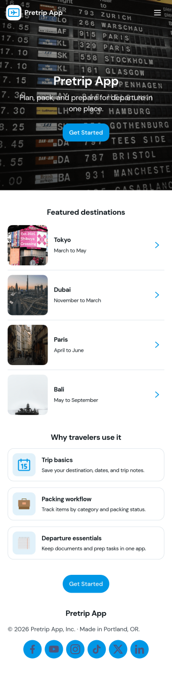 Pretrip App Template