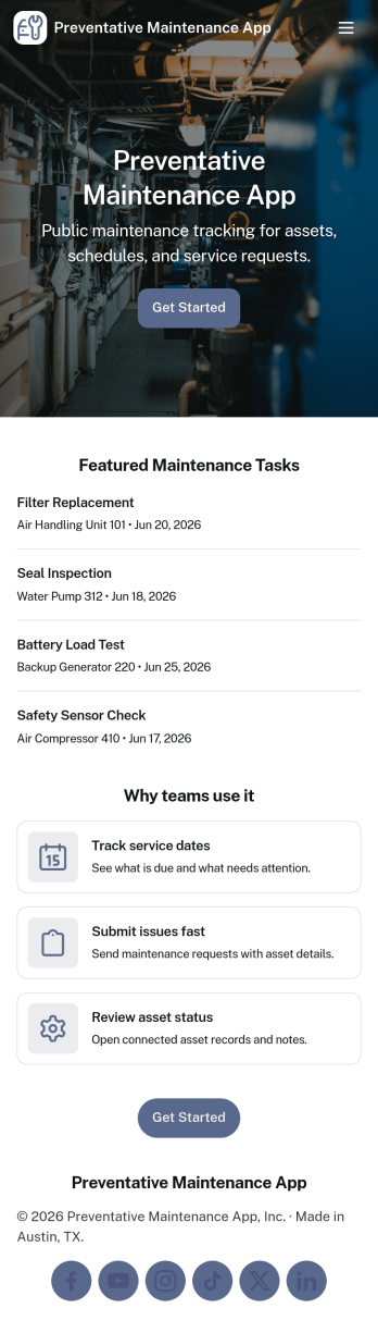 Preventative Maintenance App Template