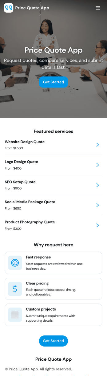 Price Quote App Template