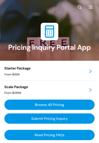 Pricing Inquiry Portal App Template