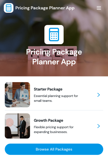 Pricing Package Planner App Template