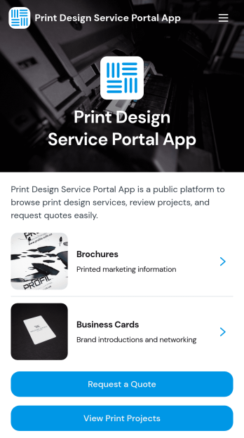 Print Design Service Portal App Template