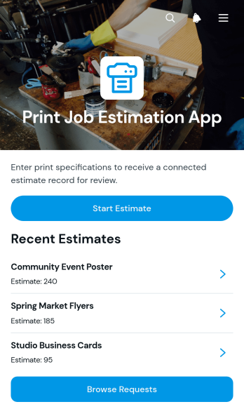 Print Job Estimation App Template