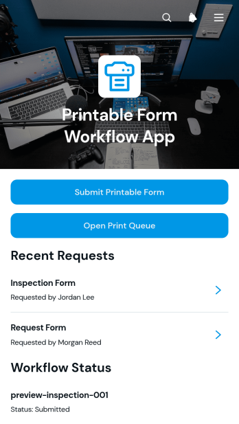 Printable Form Workflow App Template