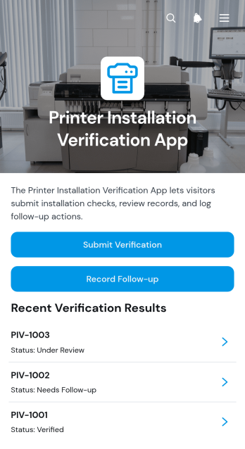 Printer Installation Verification App Template