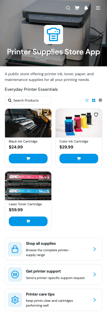Printer Supplies Store App Template