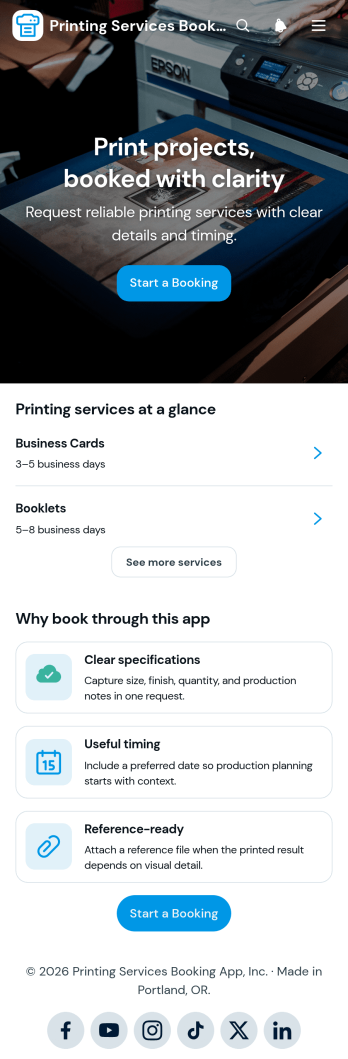 Printing Services Booking App Template