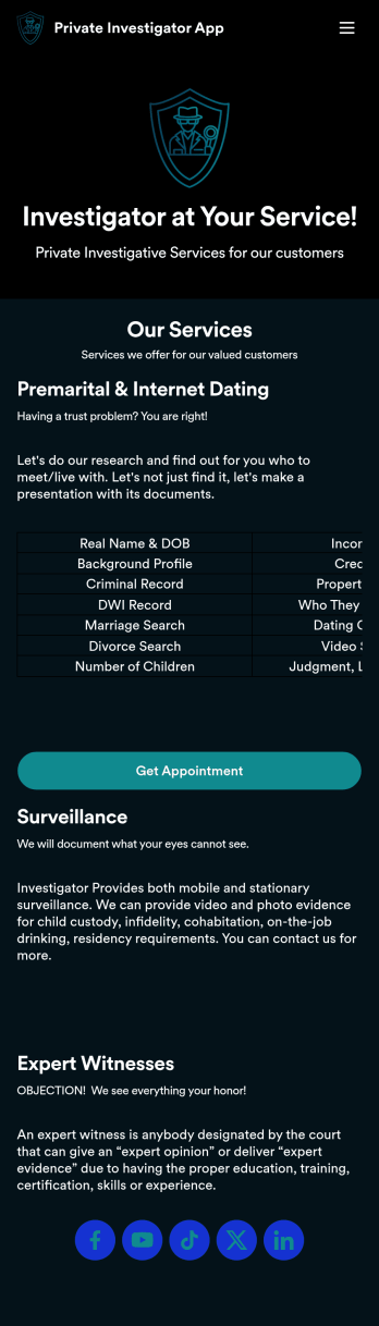Private Investigator App Template