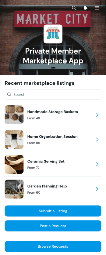 Private Member Marketplace App Template