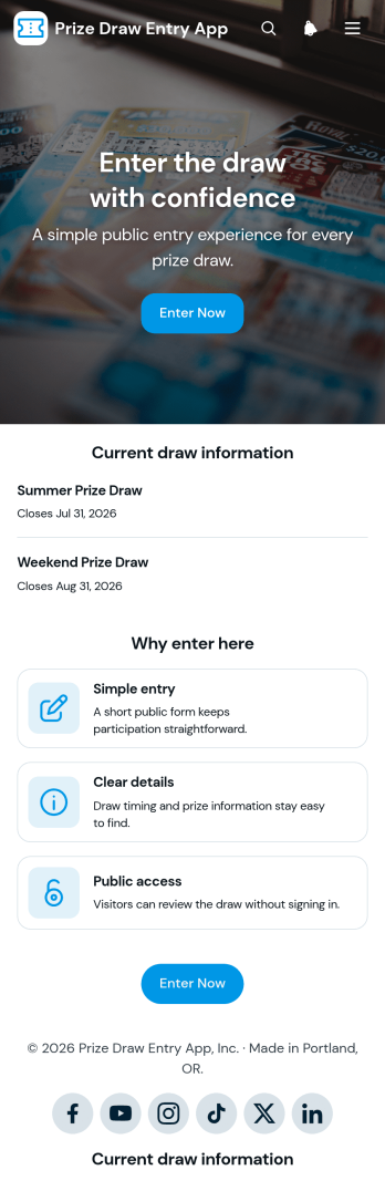 Prize Draw Entry App Template