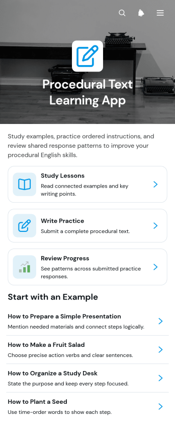 Procedural Text Learning App Template