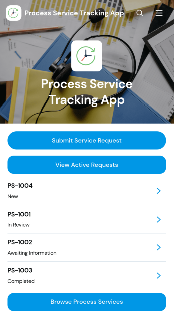 Process Service Tracking App Template