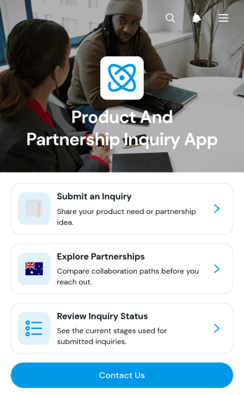 Product And Partnership Inquiry App Template