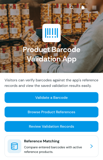 Product Barcode Validation App Template