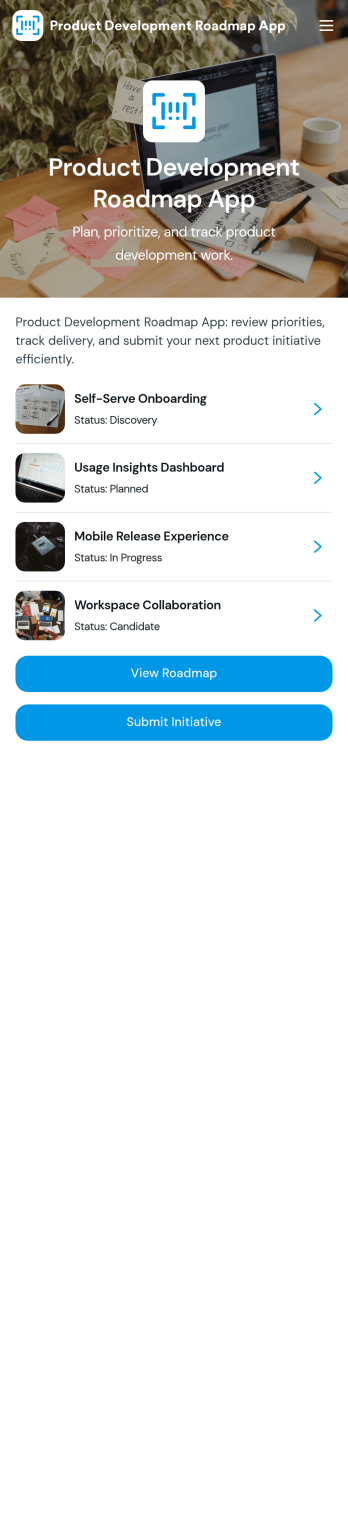 Product Development Roadmap App Template