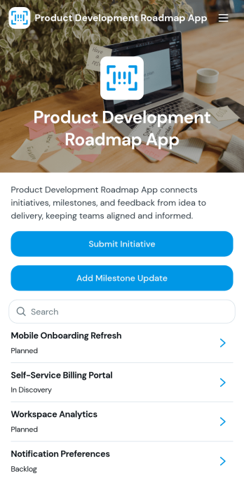 Product Development Roadmap App Template