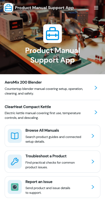 Product Manual Support App Template