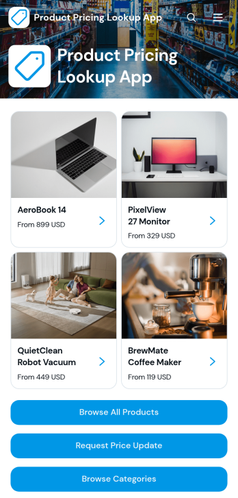 Product Pricing Lookup App Template