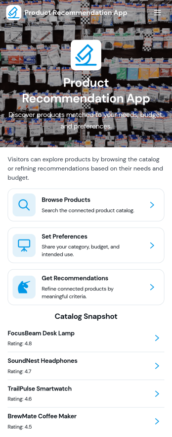 Product Recommendation App Template