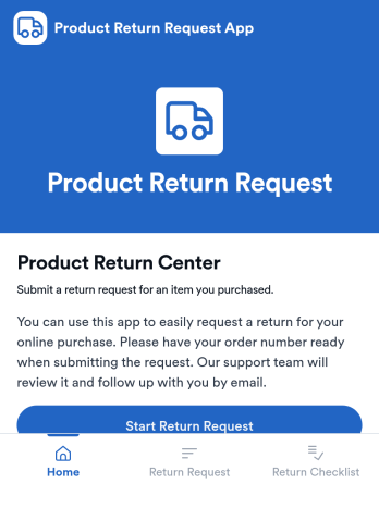 Product Return Request App Template