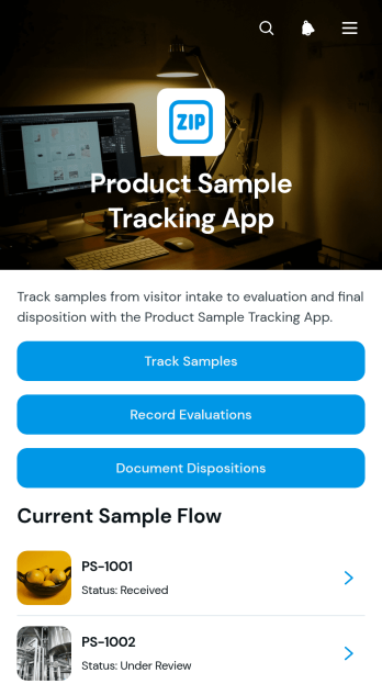 Product Sample Tracking App Template