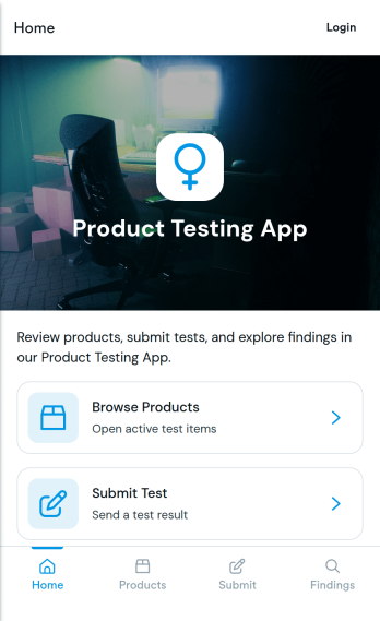 Product Testing App Template