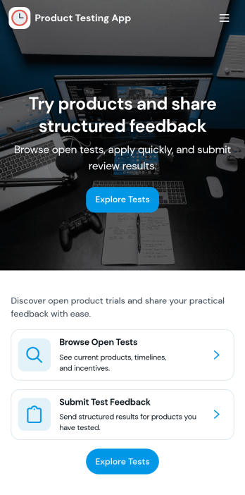 Product Testing App Template