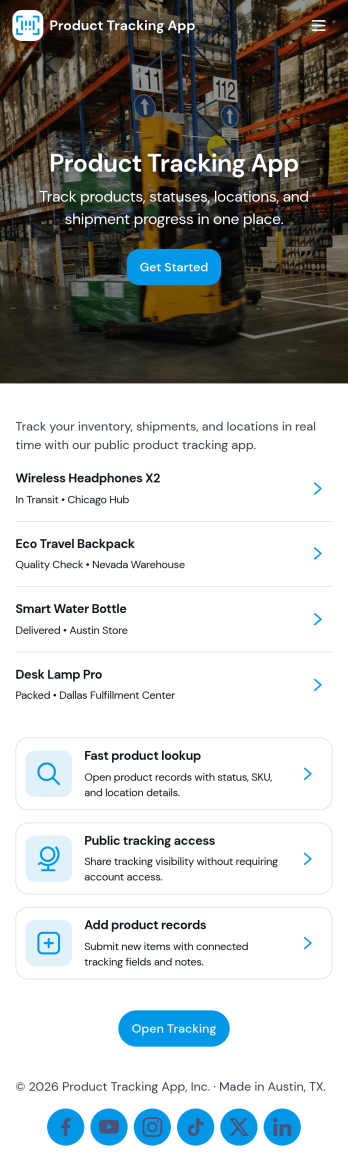 Product Tracking App Template