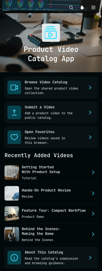 Product Video Catalog App Template