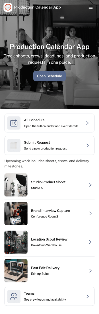 Production Calendar App Template