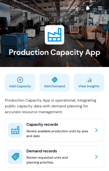 Production Capacity App Template