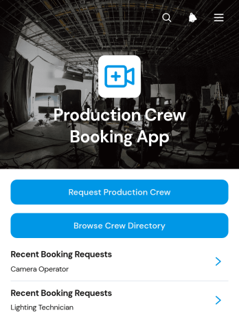 Production Crew Booking App Template