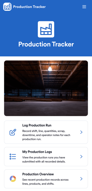 Production Tracker App Template