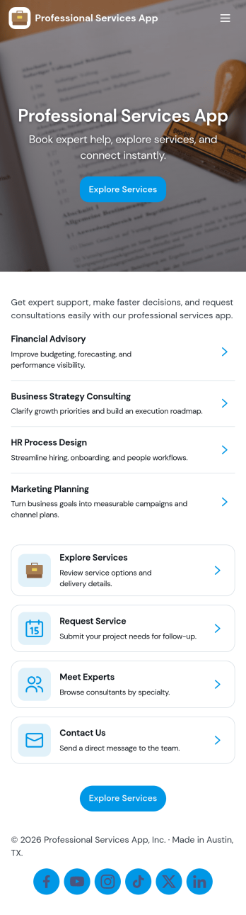 Professional Services App Template