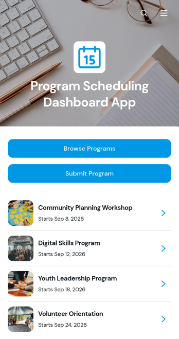 Program Scheduling Dashboard App Template