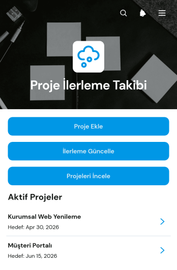 Proje İlerleme Takip Uygulama Șablonu