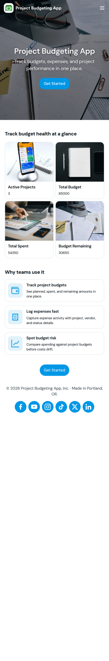 Project Budgeting App Template