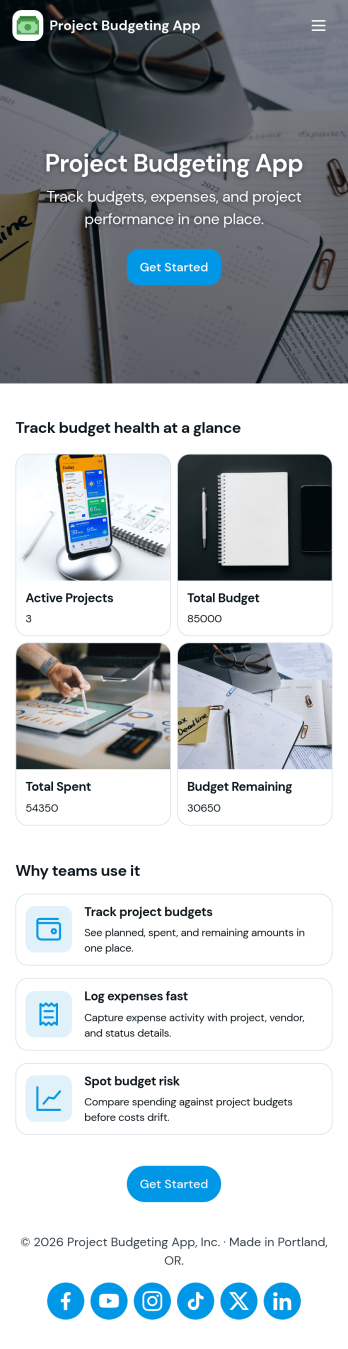 Project Budgeting App Template