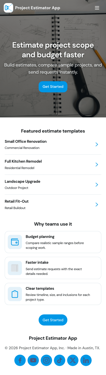 Project Estimator App Template