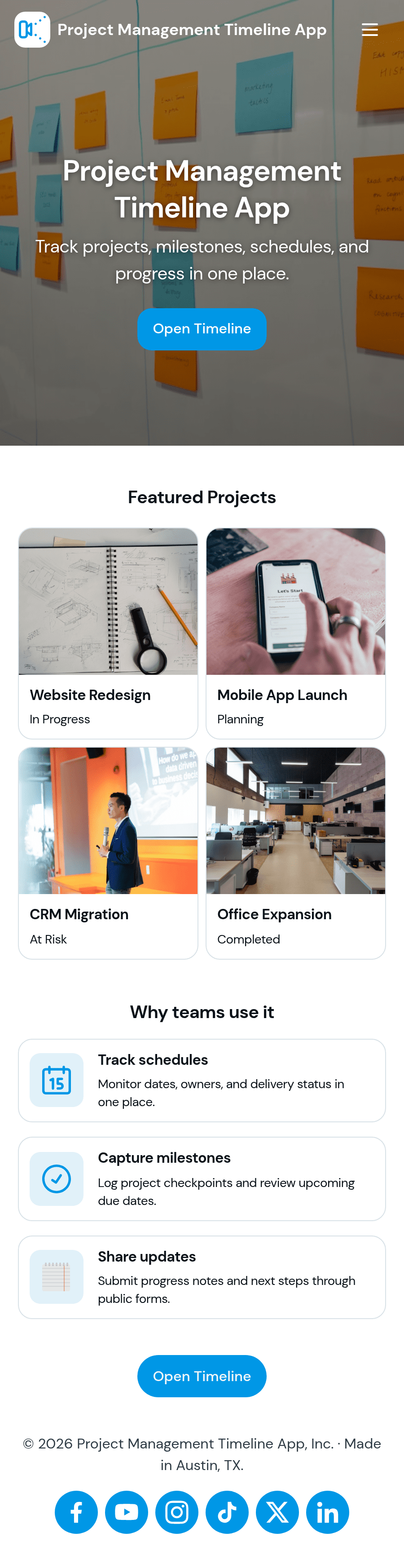 Project Management Timeline App Template | Jotform