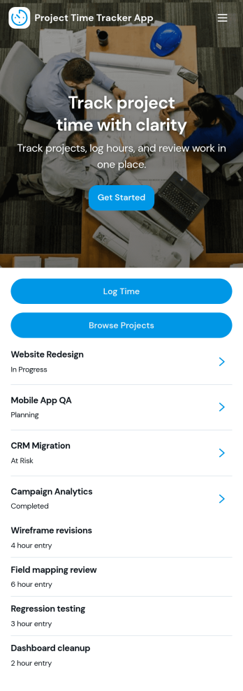Project Time Tracker App Template