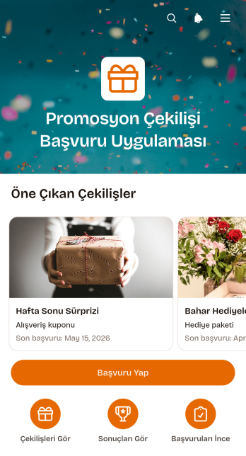 Promosyon Çekilişi Başvuru Uygulama Șablonu