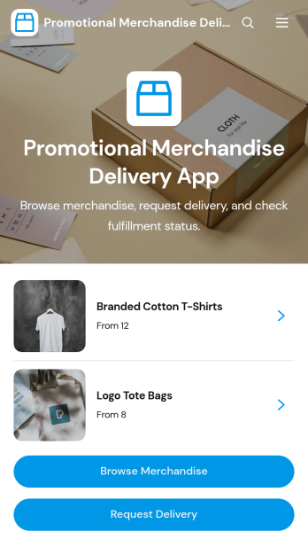 Promotional Merchandise Delivery App Template