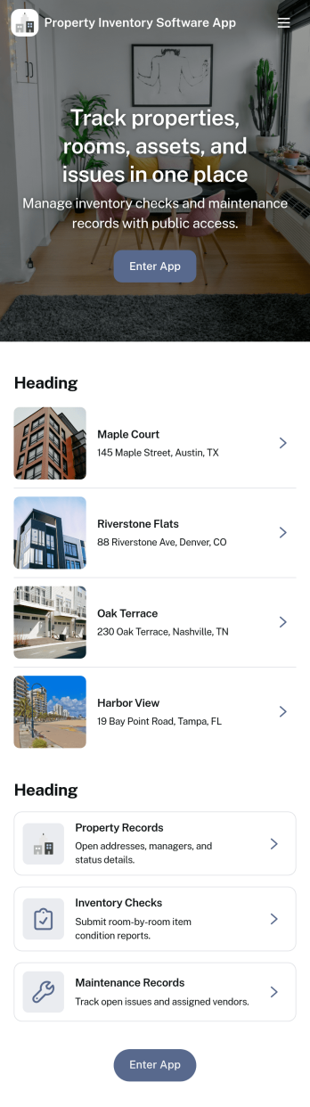 Property Inventory Software App Template