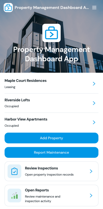 Property Management Dashboard App Template
