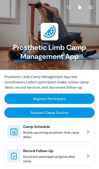 Prosthetic Limb Camp Management App Template